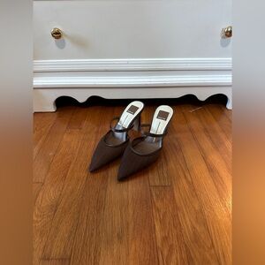 Dolce Vita Noreen Pointed Toe Mule in Dark Brown Tulle